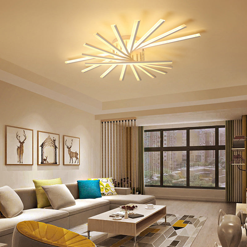 Modern Led Ceiling Light - Fan-Shaped Acrylic Semi Flush Fixture For Living Room