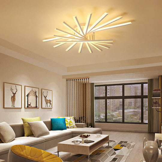 Modern Led Ceiling Light - Fan-Shaped Acrylic Semi Flush Fixture For Living Room