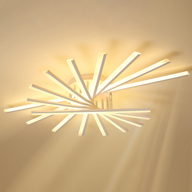 Modern Led Ceiling Light - Fan-Shaped Acrylic Semi Flush Fixture For Living Room