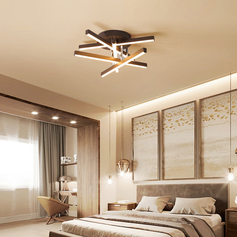 Modern Black Aluminum Led Flush Mount Ceiling Light For Bedrooms