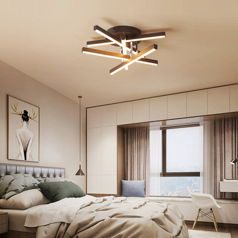 Modern Black Aluminum Led Flush Mount Ceiling Light For Bedrooms