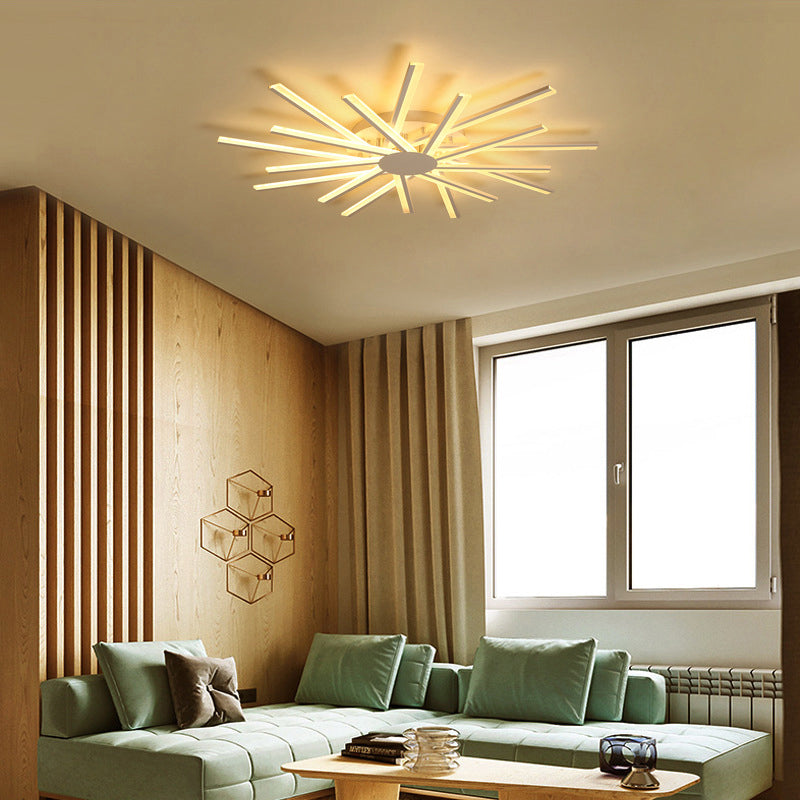 Led Acrylic Semi Flush Light For Living Room Ceiling In White