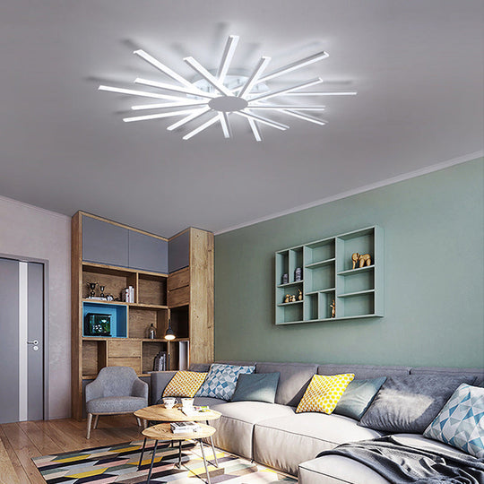 Led Acrylic Semi Flush Light For Living Room Ceiling In White