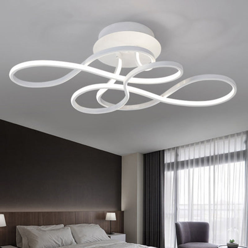 Twirling Acrylic Led Ceiling Light: Minimalist Living Room Flush Mount White / Natural