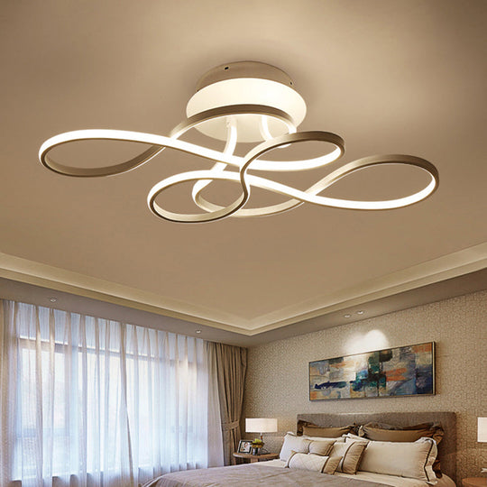 Twirling Acrylic Led Ceiling Light: Minimalist Living Room Flush Mount