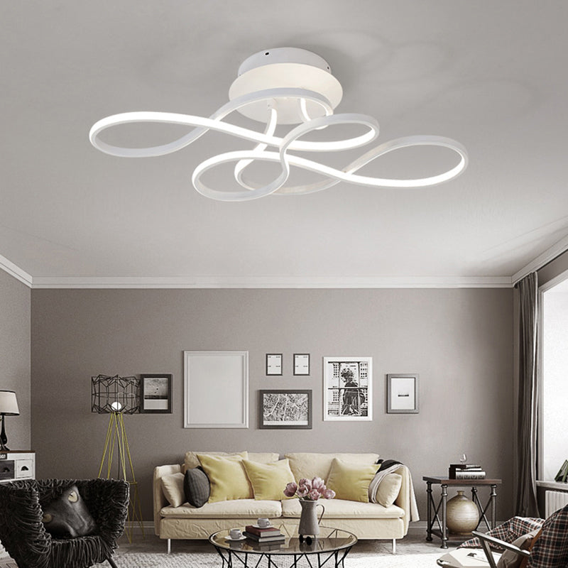 Twirling Acrylic Led Ceiling Light: Minimalist Living Room Flush Mount