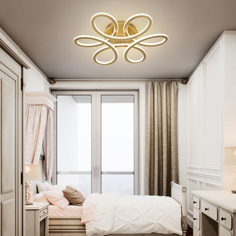 Led Flower Shaped Acrylic Semi Flush Ceiling Light For Bedroom