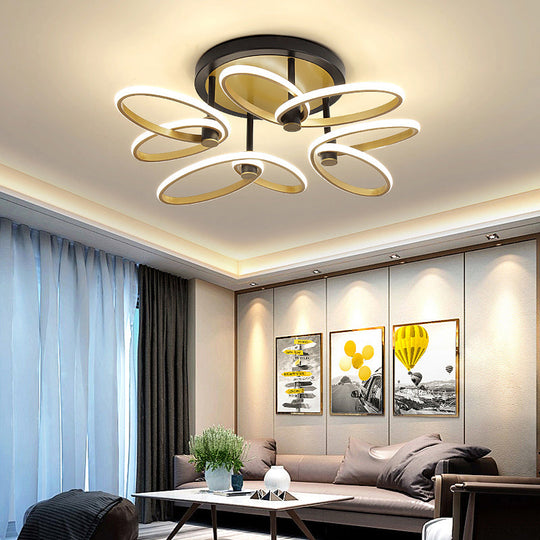 Modern Led Butterfly Flush Ceiling Light In Gold With Acrylic Finish For Living Room