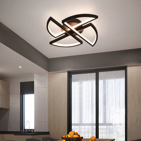 Modern Aluminum Windmill LED Flush Light in Black for Living Rooms - Ceiling Flush Mount