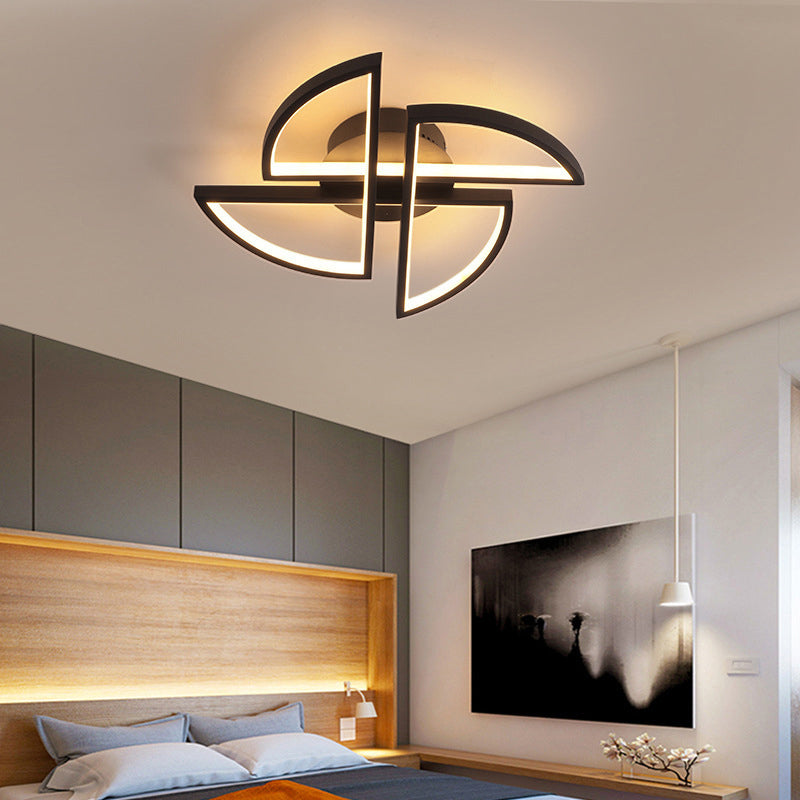 Modern Aluminum Windmill LED Flush Light in Black for Living Rooms - Ceiling Flush Mount