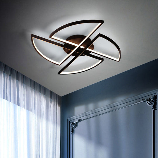 Modern Aluminum Windmill LED Flush Light in Black for Living Rooms - Ceiling Flush Mount