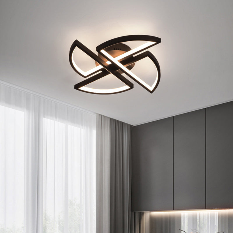 Modern Aluminum Windmill LED Flush Light in Black for Living Rooms - Ceiling Flush Mount