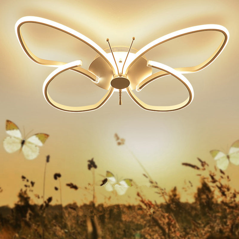 Modern Aluminum Butterfly LED Flush Mount Ceiling Light for Bedrooms