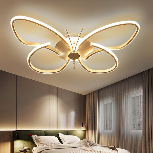 Modern Aluminum Butterfly LED Flush Mount Ceiling Light for Bedrooms