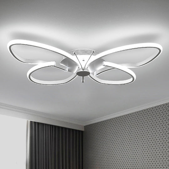 Modern Aluminum Butterfly Led Flush Mount Ceiling Light For Bedrooms White / 15