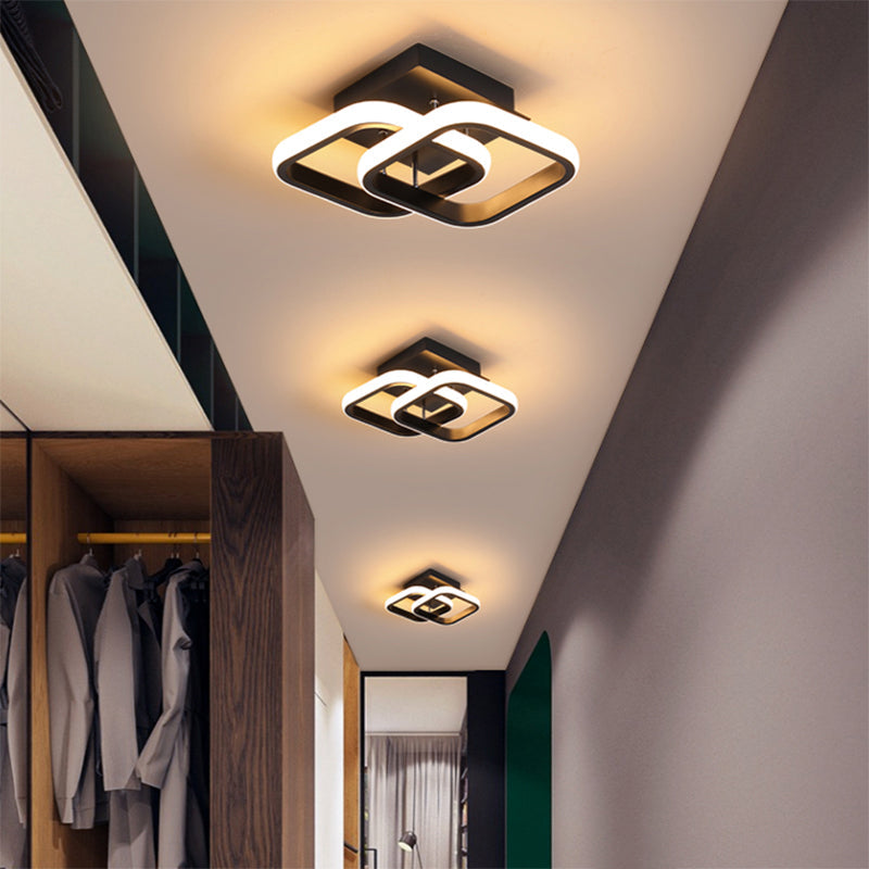 Modern Geometric Ceiling Light: Aluminum LED Semi Flush Mount for Corridor