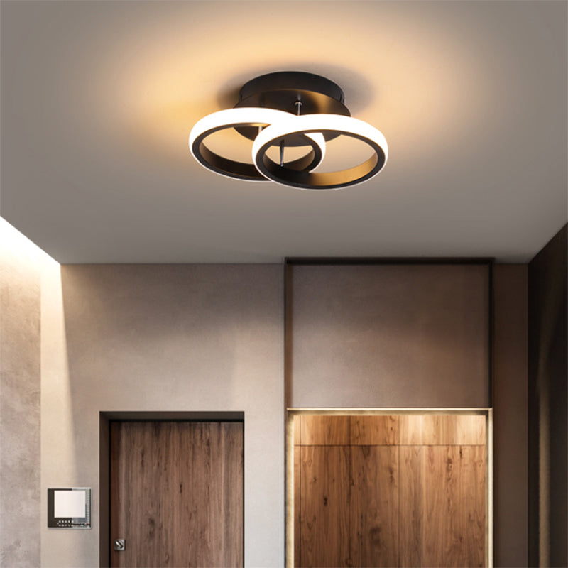 Modern Geometric Ceiling Light: Aluminum LED Semi Flush Mount for Corridor