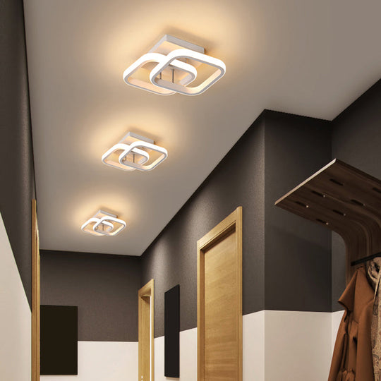 Modern Geometric Ceiling Light: Aluminum LED Semi Flush Mount for Corridor