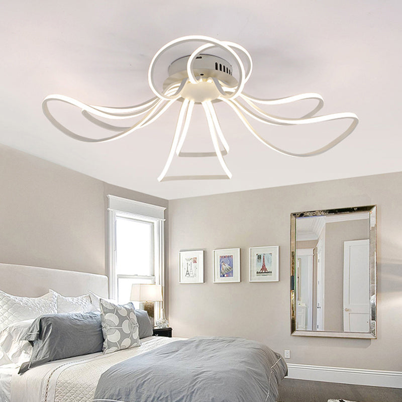 Modern LED Flush Mount Lighting in White for Petal Living Room