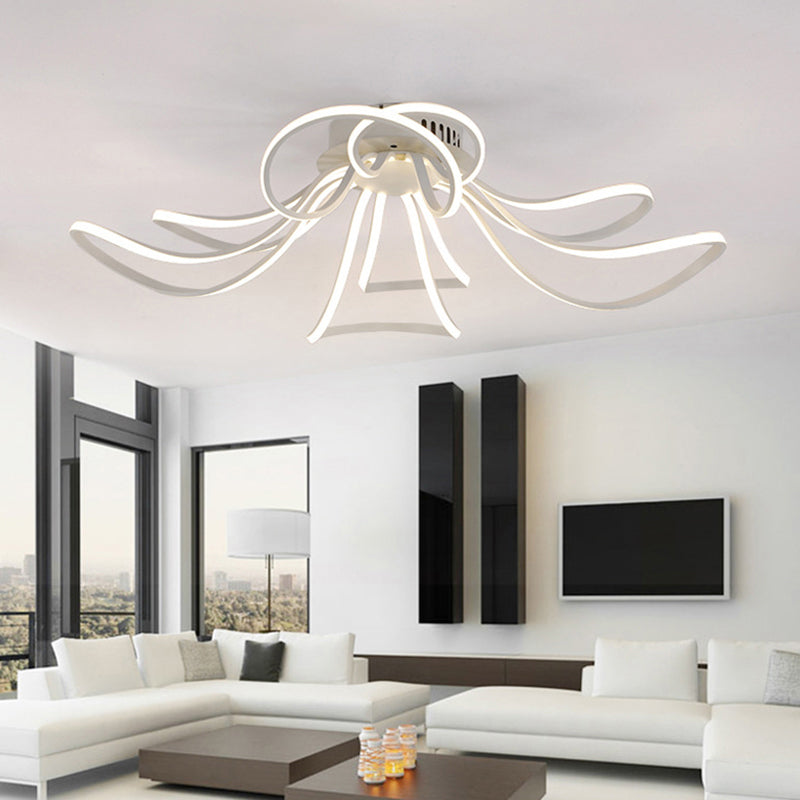 Modern LED Flush Mount Lighting in White for Petal Living Room