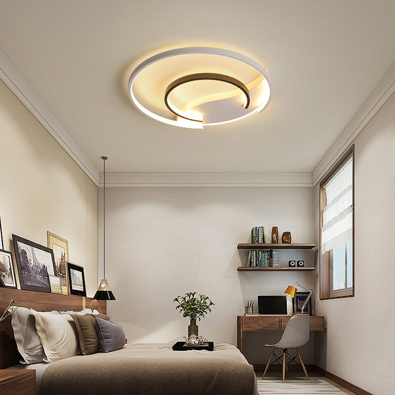 Sleek Led Flush Mount Ceiling Light - Modern Acrylic Fixture For Bedroom Or Living Room In Black &