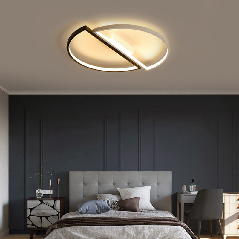 Sleek Acrylic Round Led Flush Mount Ceiling Light In Monochrome Black And White