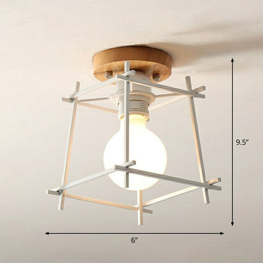 Iron Geometric Semi-Flushmount Ceiling Light for Entryways