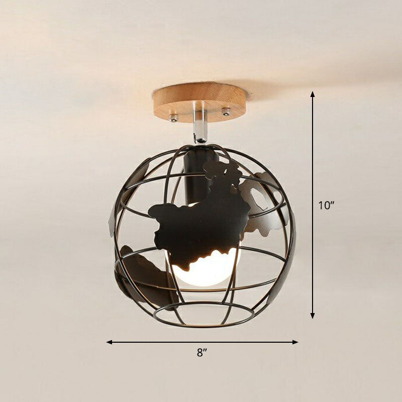 Iron Geometric Semi-Flushmount Ceiling Light for Entryways