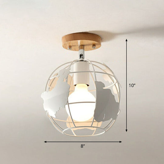 Iron Geometric Semi-Flushmount Ceiling Light for Entryways