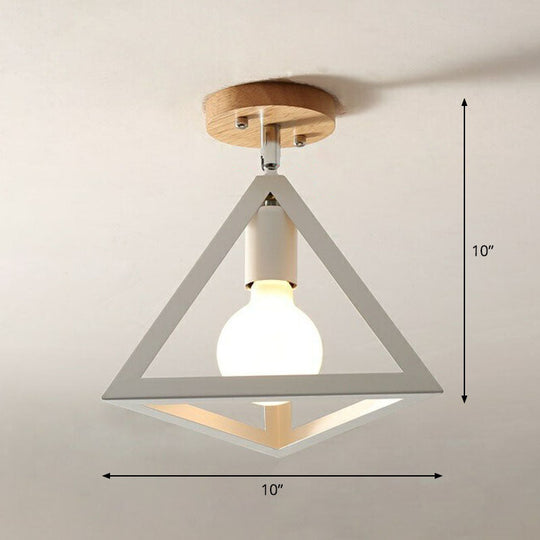 Iron Geometric Semi-Flushmount Ceiling Light for Entryways