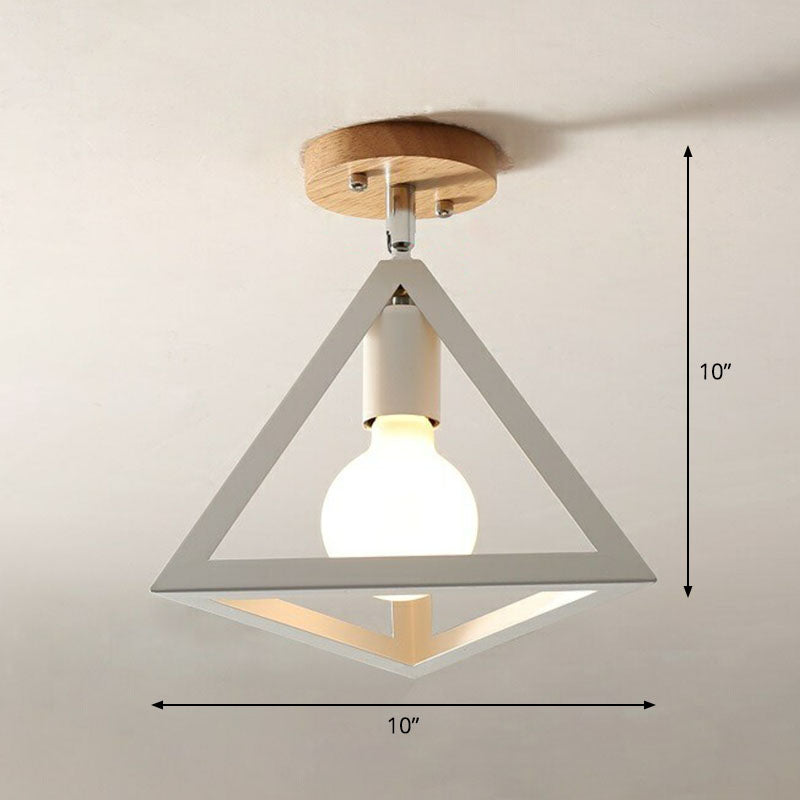 Iron Geometric Semi-Flushmount Ceiling Light For Entryways White / Triangle