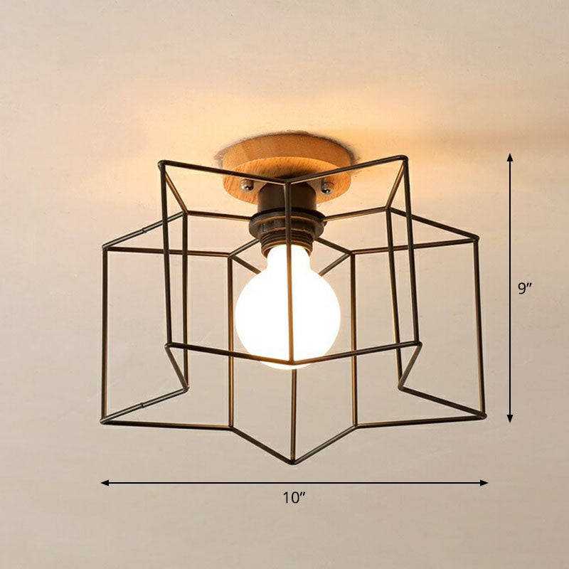 Iron Geometric Semi-Flushmount Ceiling Light for Entryways