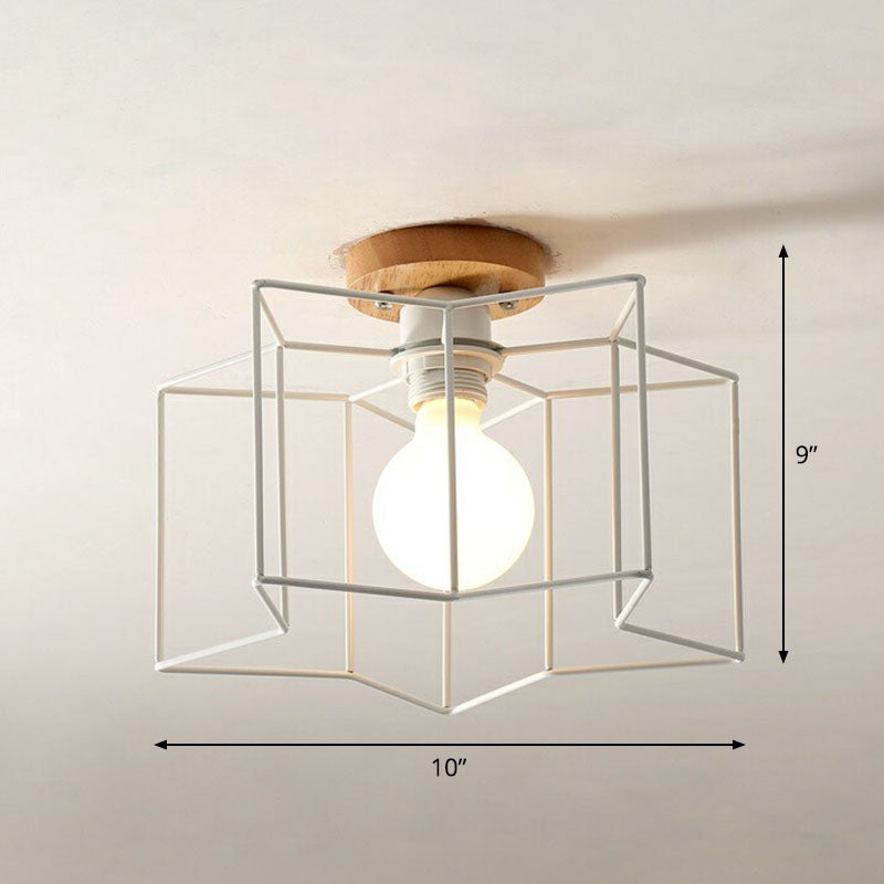 Iron Geometric Semi-Flushmount Ceiling Light for Entryways