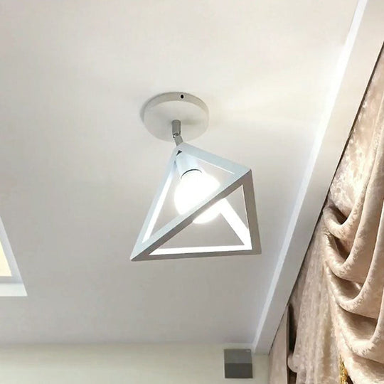 Retro Geometric Semi Flush Mount Lighting - Iron Flush Mount Fixture for Entryway