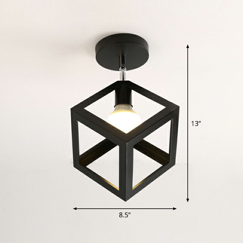 Retro Geometric Semi Flush Mount Lighting - Iron Flush Mount Fixture for Entryway