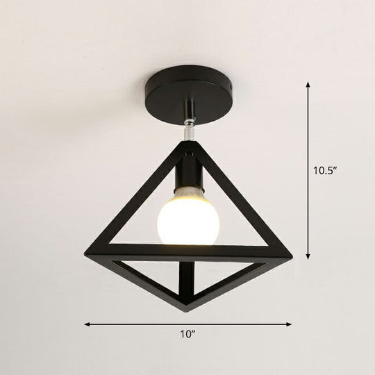 Retro Geometric Semi Flush Mount Lighting - Iron Flush Mount Fixture for Entryway