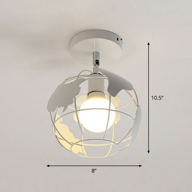 Retro Geometric Semi Flush Mount Lighting - Iron Flush Mount Fixture for Entryway