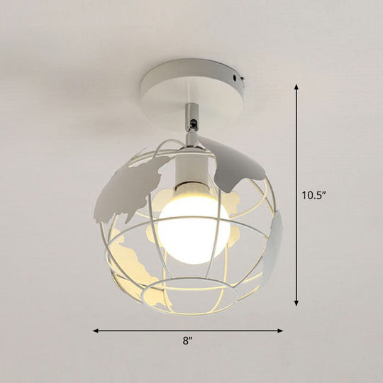 Retro Geometric Semi Flush Mount Lighting - Iron Flush Mount Fixture for Entryway