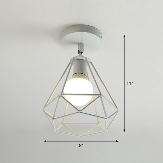 Retro Geometric Semi Flush Mount Lighting - Iron Flush Mount Fixture for Entryway