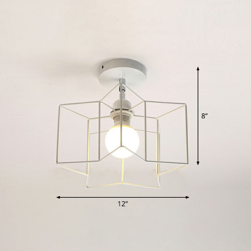 Retro Geometric Semi Flush Mount Lighting - Iron Flush Mount Fixture for Entryway