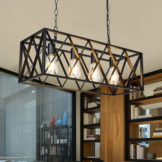 Vintage Black Iron Island Pendant Light For Dining Room Ceiling