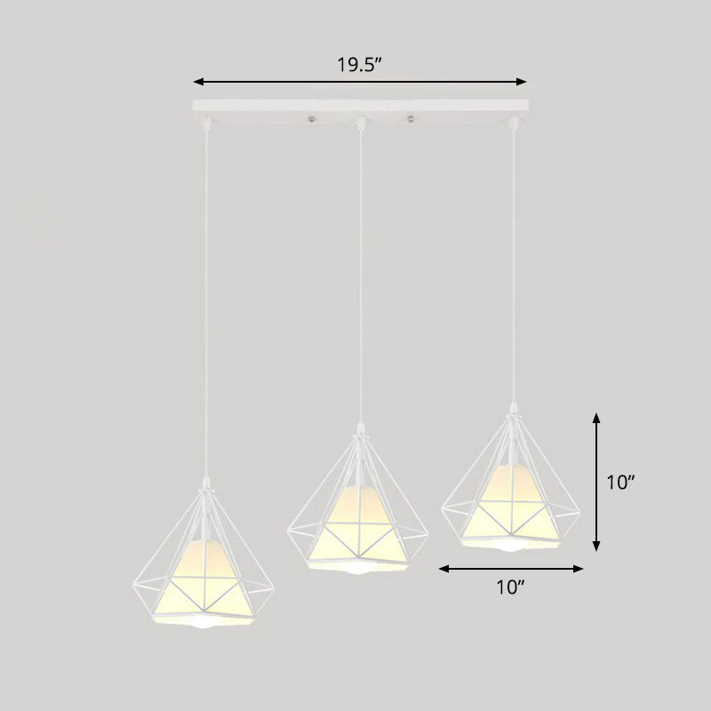 Multi-Bulb Diamond Frame Iron Ceiling Light for Restaurants and More