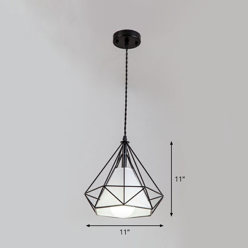 Diamond Cage Iron Pendant Light for Dining Room - Vintage Hanging Fixture