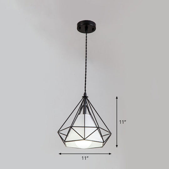 Diamond Cage Iron Pendant Light for Dining Room - Vintage Hanging Fixture