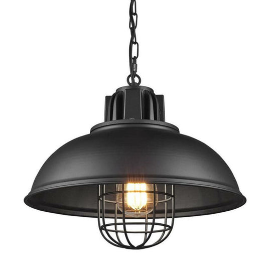 Retro-Style Black Metal Pendant Ceiling Light with Pot Cover Design