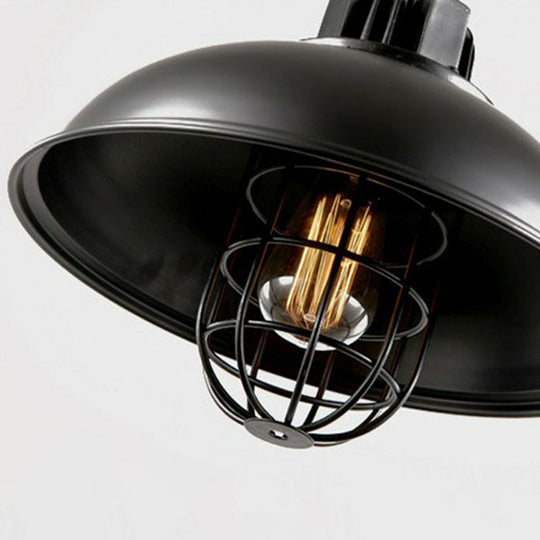 Retro-Style Black Metal Pendant Ceiling Light with Pot Cover Design