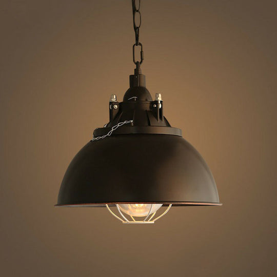 Single Iron Hanging Pendant Light With Antique Conical Shade - Ideal For Restaurants