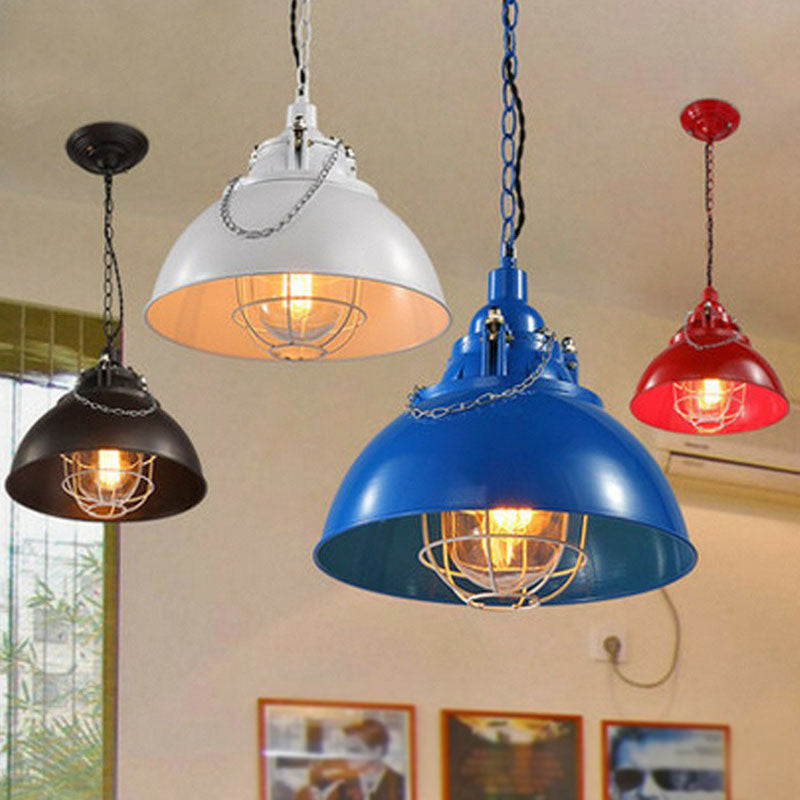 Single Iron Hanging Pendant Light With Antique Conical Shade - Ideal For Restaurants