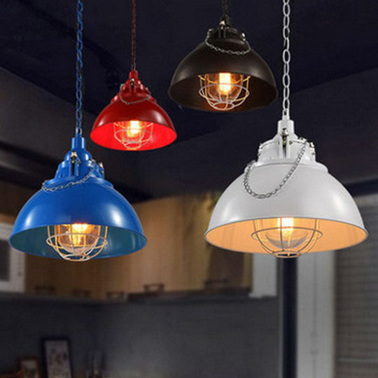 Single Iron Hanging Pendant Light With Antique Conical Shade - Ideal For Restaurants