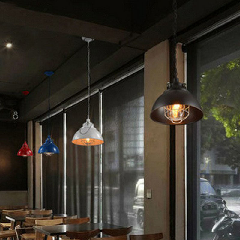 Single Iron Hanging Pendant Light With Antique Conical Shade - Ideal For Restaurants